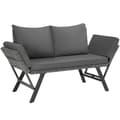 Miniatyrbillede 1 af 11: Havesofa polyrattan Sintra, justerbare armlæn, 2 i 1 - grå