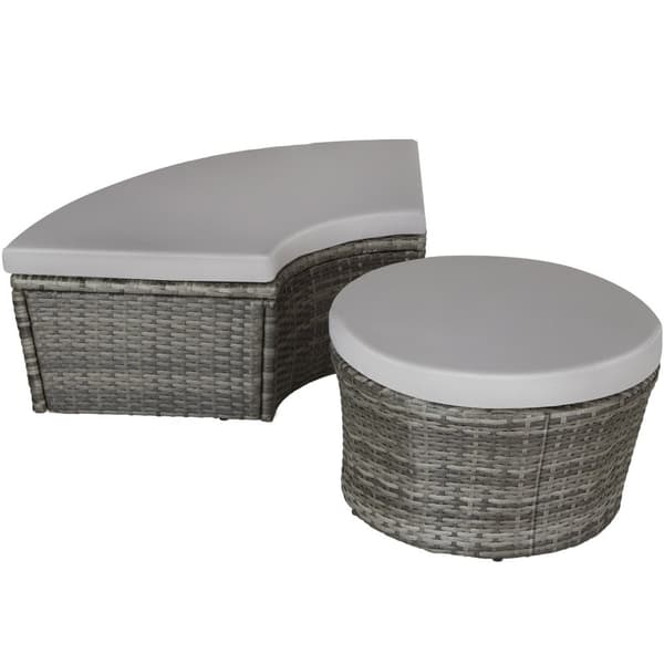 Rund daybed i polyrattan Santorini - grå