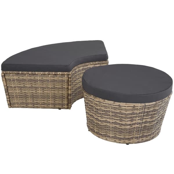 Rund daybed i polyrattan Santorini - natur