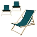Miniatyrbild 1 av 8: ECD Germany Set med 3 hopfällbara solstolar mörkgrön, trä, justerbart ryggstöd, 3 lägen, upp till 120 kg, solstol trädgårdssoffa solstol strandstol