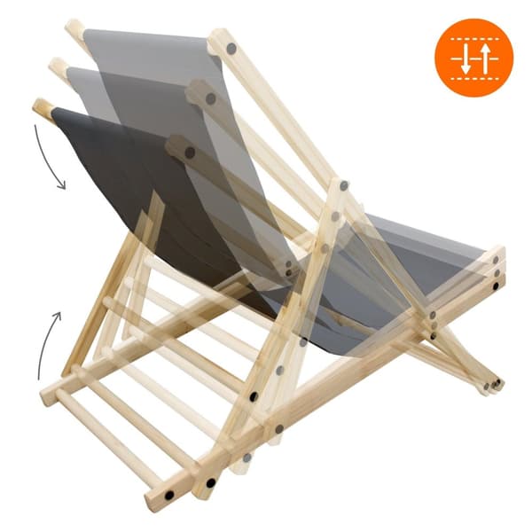 ECD Germany Set om 10 hopfällbara solstolar, antracit, trä, justerbart ryggstöd, 3 lägen, upp till 120 kg, solstol trädgårdssolstol strandstol