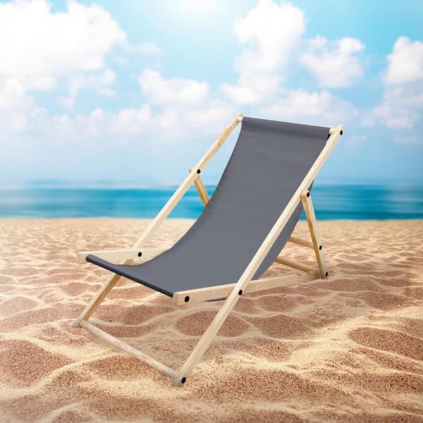 ECD Germany Set om 10 hopfällbara solstolar, antracit, trä, justerbart ryggstöd, 3 lägen, upp till 120 kg, solstol trädgårdssolstol strandstol