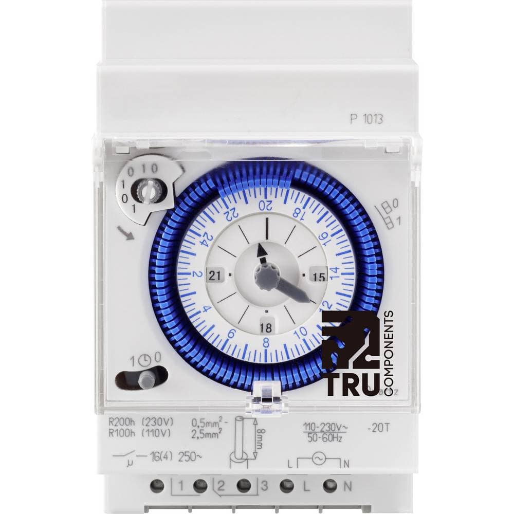 Tidsur för frontmontering Driftspänning: 230 V/AC TRU COMPONENTS TRU-ATS-15M-SUL181 1 switch 16 A 250 V/AC Dagsprogram
