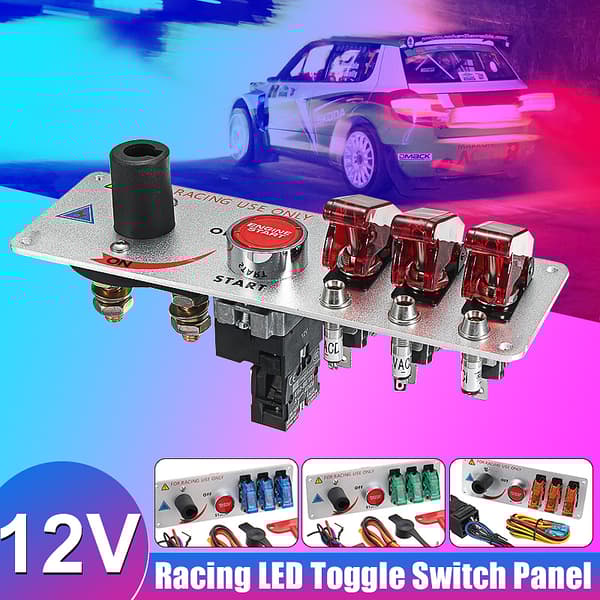 12V Auto LED Vippetændingskontakt Panel Racerbil Motor Start Push Set Kit