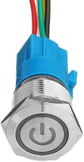 Miniatyrbillede 3 af 5: 19 mm knapkontakt i rustfrit stål, 12V-24V 5A LED ON OFF Vandtæt koblingskoblingskobling med fast selvlåsende (gul)