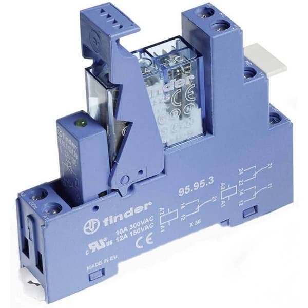 Finder relämodul 49.52.9.012.0050 Märkspänning: 12 V/DC Omkopplingsström (max.): 8 A 2 växlar (RT) 1