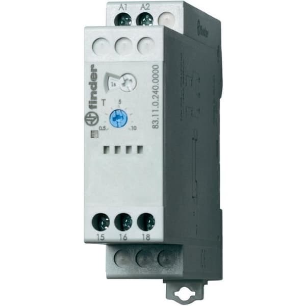 Modulärt tidsrelä 24 - 240 V DC/AC 1 omkoppling (RT) 16 A Finder 83.11.0.240.0000