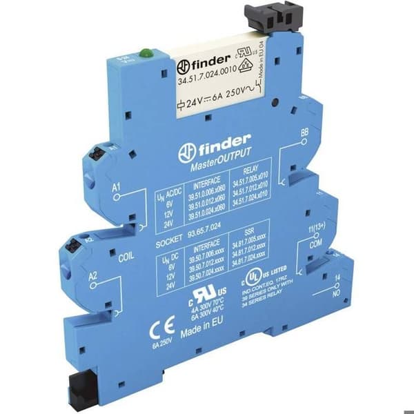 Finder 39.51.0.024.0060 Relägränssnitt 24 V/DC, 24 V/AC 6 A 1 NO (T) 1 st(s)