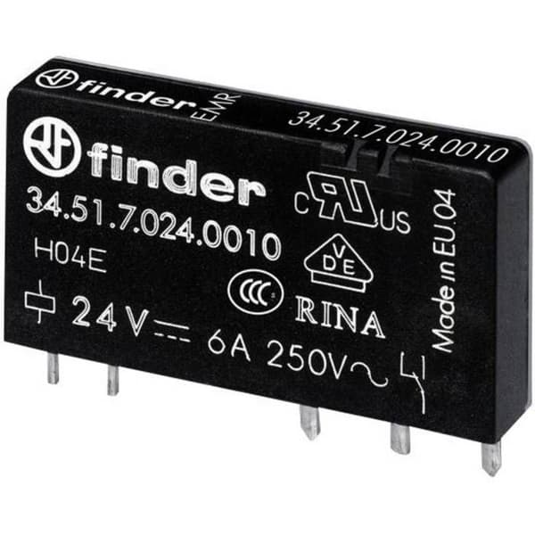 Finder 34.51.7.005.4310 Relä för tryckta kretsar 5 V/DC 6 A 1 NO (T) 1 st(s)
