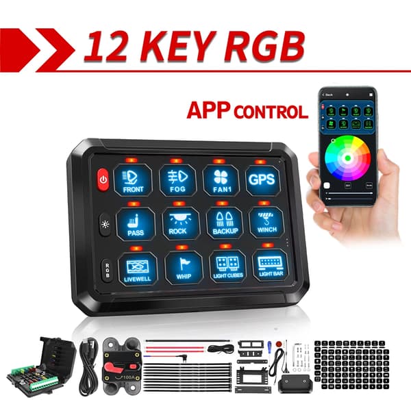 RGB Tænd/sluk-panel, 12-gangs APP-kontrol, multi-position installation,12 Gear APP Kontrol