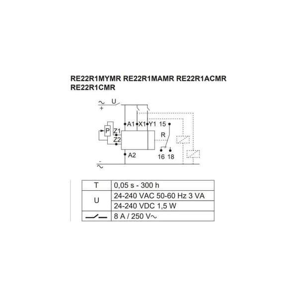 Multifunktionell tidsrelä Schneider Electric RE22R1MYMR Tidsintervall: 0.05 s - 300 h 2 omkopplare (RT) 1 styck(s)