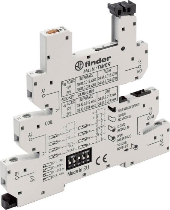 Finder - 93.68.0.024 - Relaissockel mit Haltebügel, mit LED, mit EMV-Entstörbeschaltung 1 St. Serie 34 34.51 ()