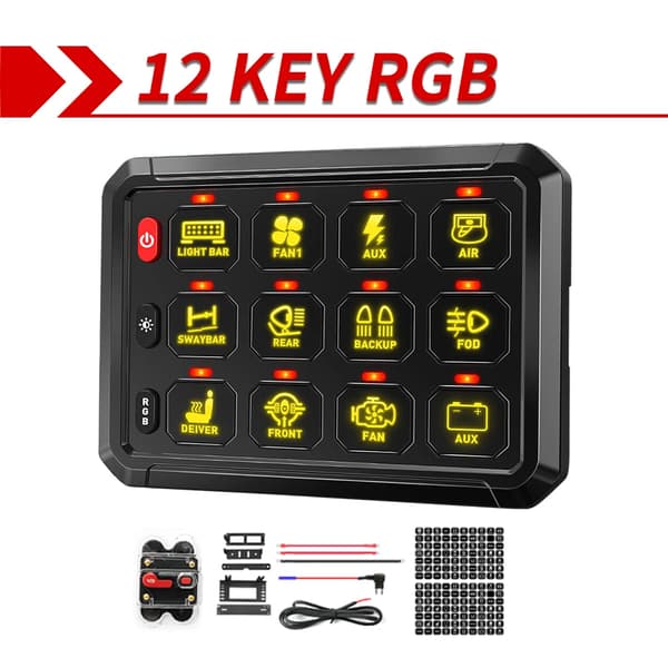 RGB LED-switch-panel, on-off-kontrol, universel kompatibilitet,12 Gangs RGB