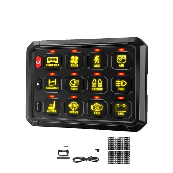 RGB LED-switch-panel, on-off-kontrol, universel kompatibilitet,12 Gangs RGB
