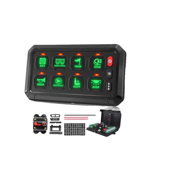 RGB LED-switch-panel, on-off-kontrol, universel kompatibilitet,8 Gangs RGB