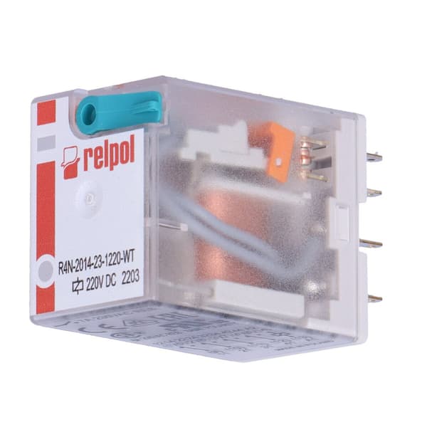 Industrirelä R4N-2014-23-1220-WT 4P-kontakter, max belastning 6A/230VAC, spole 220VDC, WT