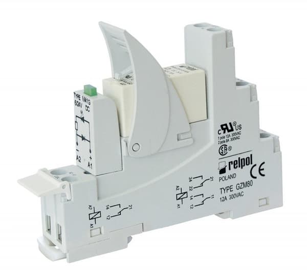 Miniaturrelæ RM84-2012-35-5024 elektromagnetisk, kontakter: 2P, spole: 24VAC, belastningsstrøm: 8A, afstand 5mm