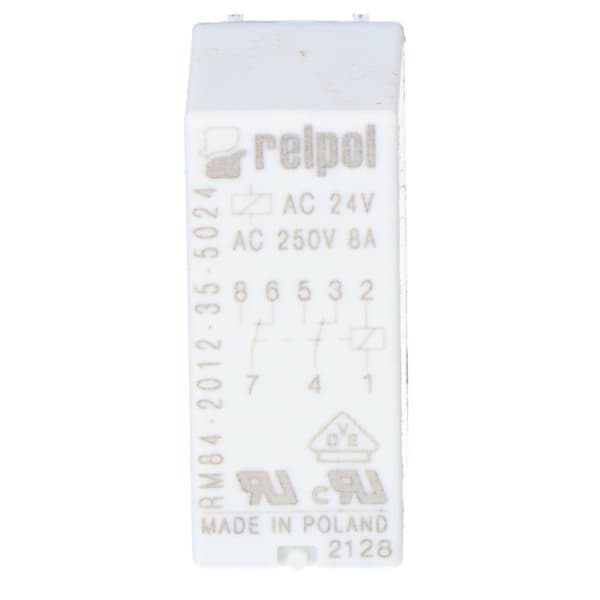 Miniaturrelæ RM84-2012-35-5024 elektromagnetisk, kontakter: 2P, spole: 24VAC, belastningsstrøm: 8A, afstand 5mm