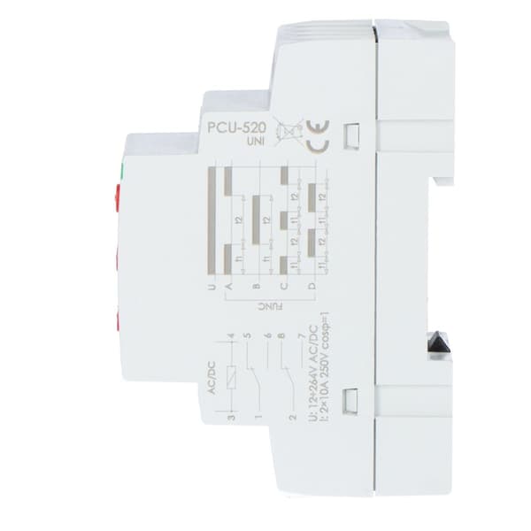 2-funktions tidsrelæ (indstilling 2 gange T1 T2, kontakt: 2xNO/NC 12-264V PCU-520UNI