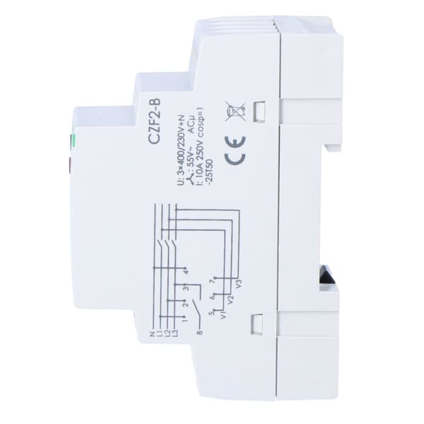 Fasefejlssensor med kontaktstyring CZF-2B kontaktorkontakter: 1NO, I=10A, 2 moduler