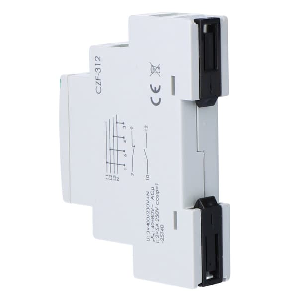 Fasfels- och asymmetrisensor CZF-312 Un=3x400V+N Io<2x5A montering på TH-35 skena justerbar responsspänning momentan