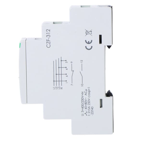 Fasfels- och asymmetrisensor CZF-312 Un=3x400V+N Io<2x5A montering på TH-35 skena justerbar responsspänning momentan