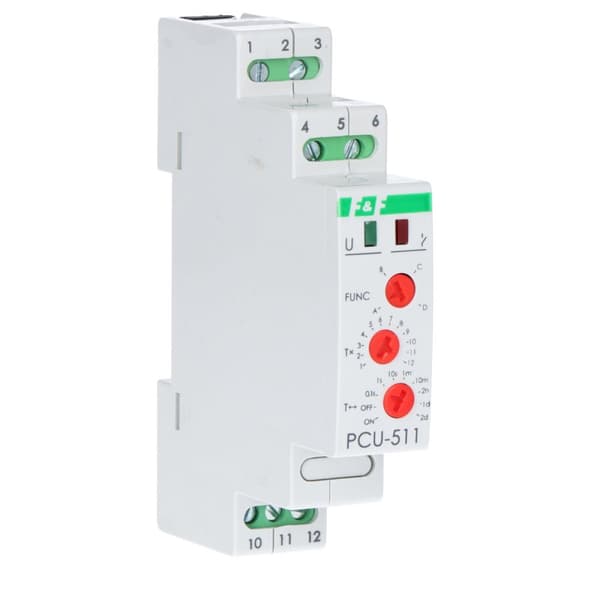 Tidrelä 230V AC / 24 V AC/DC universellt tidsområde 0,1s÷24h Un=24 och 230V~ Io<10A montering på TH-35 skena