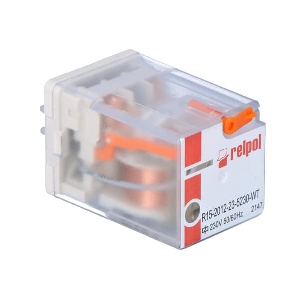 Teollisuusrele R15-2012-23-5230-WT 2P koskettimet, maks. kuorma 10A/230VAC, kela 230VAC, WT