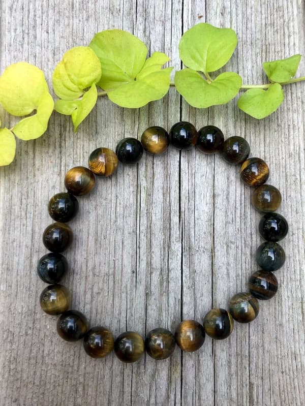 Tigeröga armband med runda pärlor 4mm
