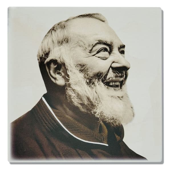 Billede af Padre Pio malet på træ | Størrelse: 12,5x12,5cm | SKU: ESF198238