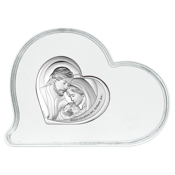 Holy Family hopea moderni sydänkuva kaiverruksella 16x12 | Koko: 16,1x12cm | SKU: BC6432F/1