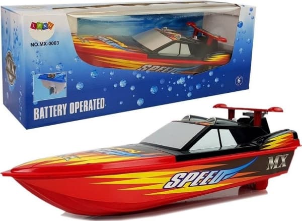 LEANToys Lódz Motorboat On Batteries Red- Yellow- Black 4 Directions 40 cm