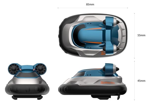 2.4G Mini Hovercraft - Radiostyret svævefly/båd, 1:16, Blå