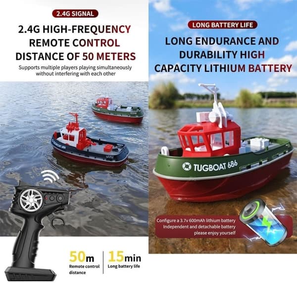 Tug Boat - Radiostyrt mini Slepebåt 686 - Grønn