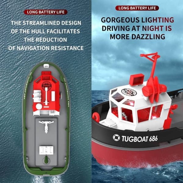 Tug Boat - Radiostyrt mini Slepebåt 686 - Grønn