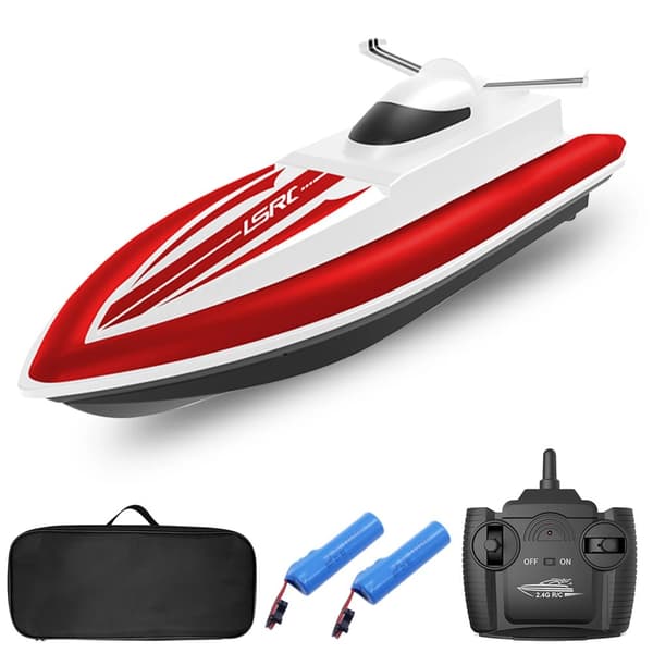 RC-vene, 4GHz taajuus, tehokkaat kaksoismotori,punainen 2 paristoa