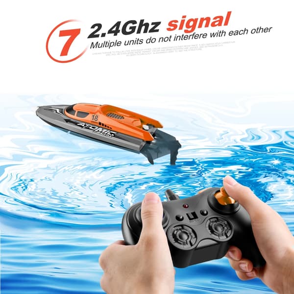 RC Racing Båt, 30KM/H Hastighet, IPV7 Vattentät,orange 3batterier
