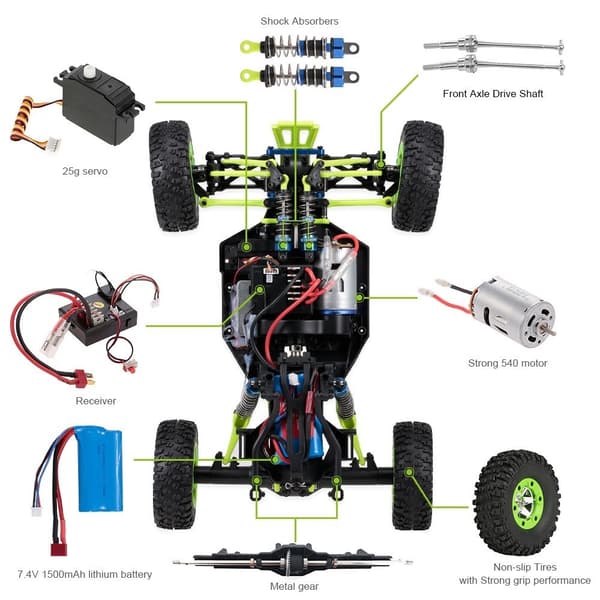WLToys Across RockRacer 12427 1/12 4WD - Komplet