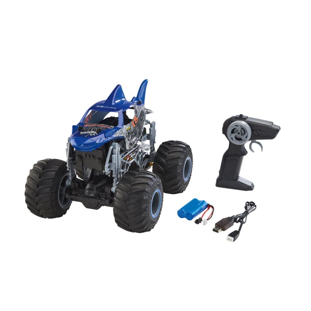 radiostyrt bil rc monster truck big shark revell cdon