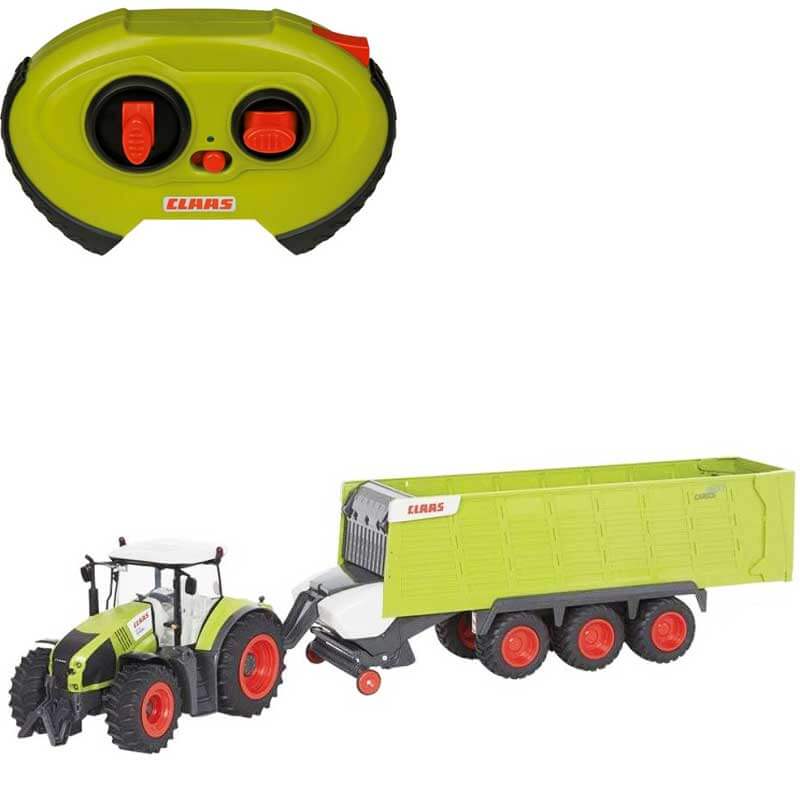 Radiostyrd Traktor CLAAS Axion 870 med Cargos 9600 vagn 1:16 2,4 GHz