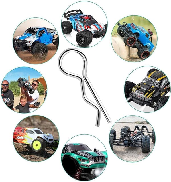 Yunique 10 stykker rustfrit stål RC Car Shell Body Clip Pin 1/16 Body Shell Clip RC modeller - tilbehør til fjernbetjening legetøj