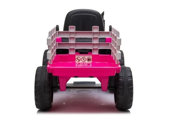 El-traktor med trailer - pink