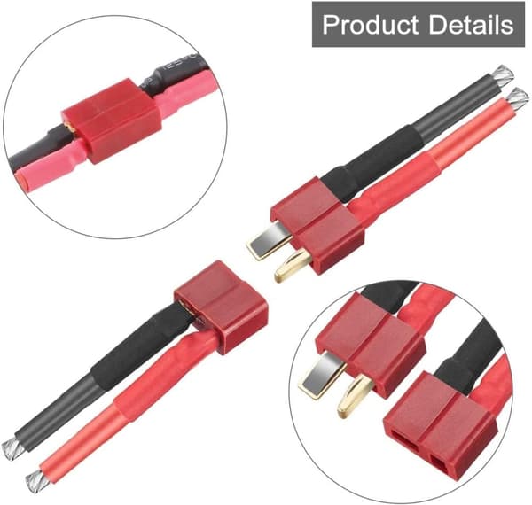 4 stycken dekaner stil T hona och hane kontakt med silikontråd 12AWG för RC Lipo Batteri Drone Cable + 4 delar PVC Lock Protector