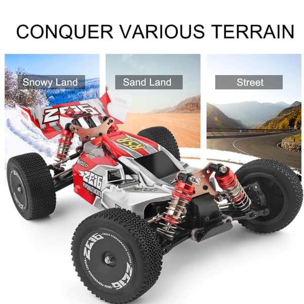60KM/T OFF-ROAD Bil fjernbetjening 4WD RC CAR RTR CAR RACING 1:14 Julerød
