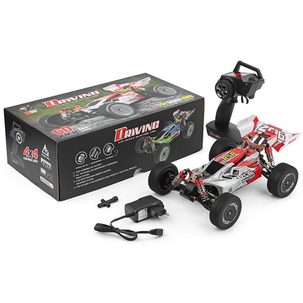 60KM/T OFF-ROAD Bil fjernbetjening 4WD RC CAR RTR CAR RACING 1:14 Julerød