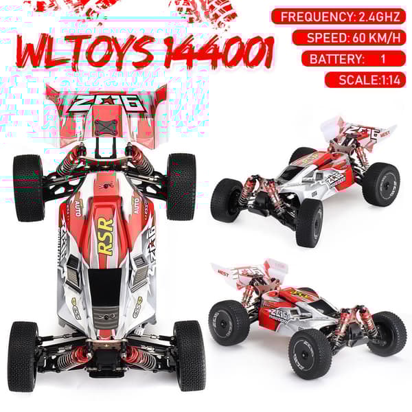 60KM/T OFF-ROAD Bil fjernbetjening 4WD RC CAR RTR CAR RACING 1:14 Julerød