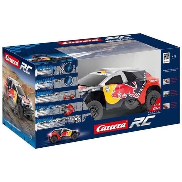 CARRERA RC Peugeot 08 DKR 16 Red Bull radiostyrd bil för barn från 6 år och uppåt