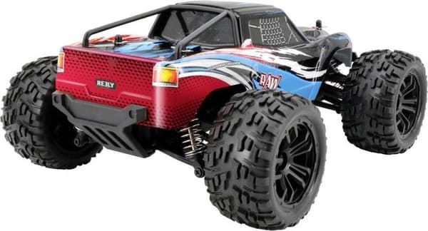 Reely RAW Blue Brushed 1:14 RC car Electric Monster truck 4WD RTR 2,4 GHz Sis. akku ja laturi