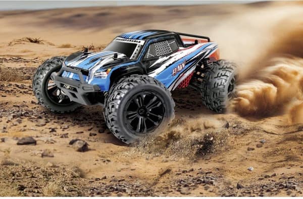 Reely RAW Blue Brushed 1:14 RC car Electric Monster truck 4WD RTR 2,4 GHz Sis. akku ja laturi