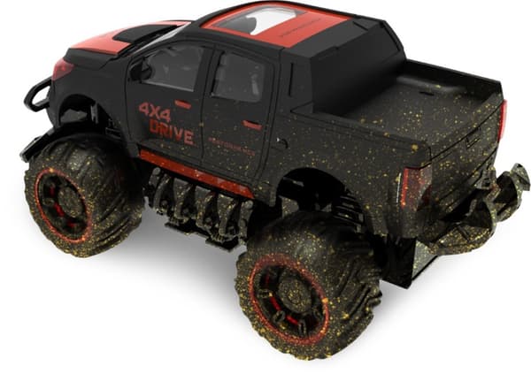 Radiostyrd Mud Off-Road Truck 1:18 Sort/Rød, 2.4G